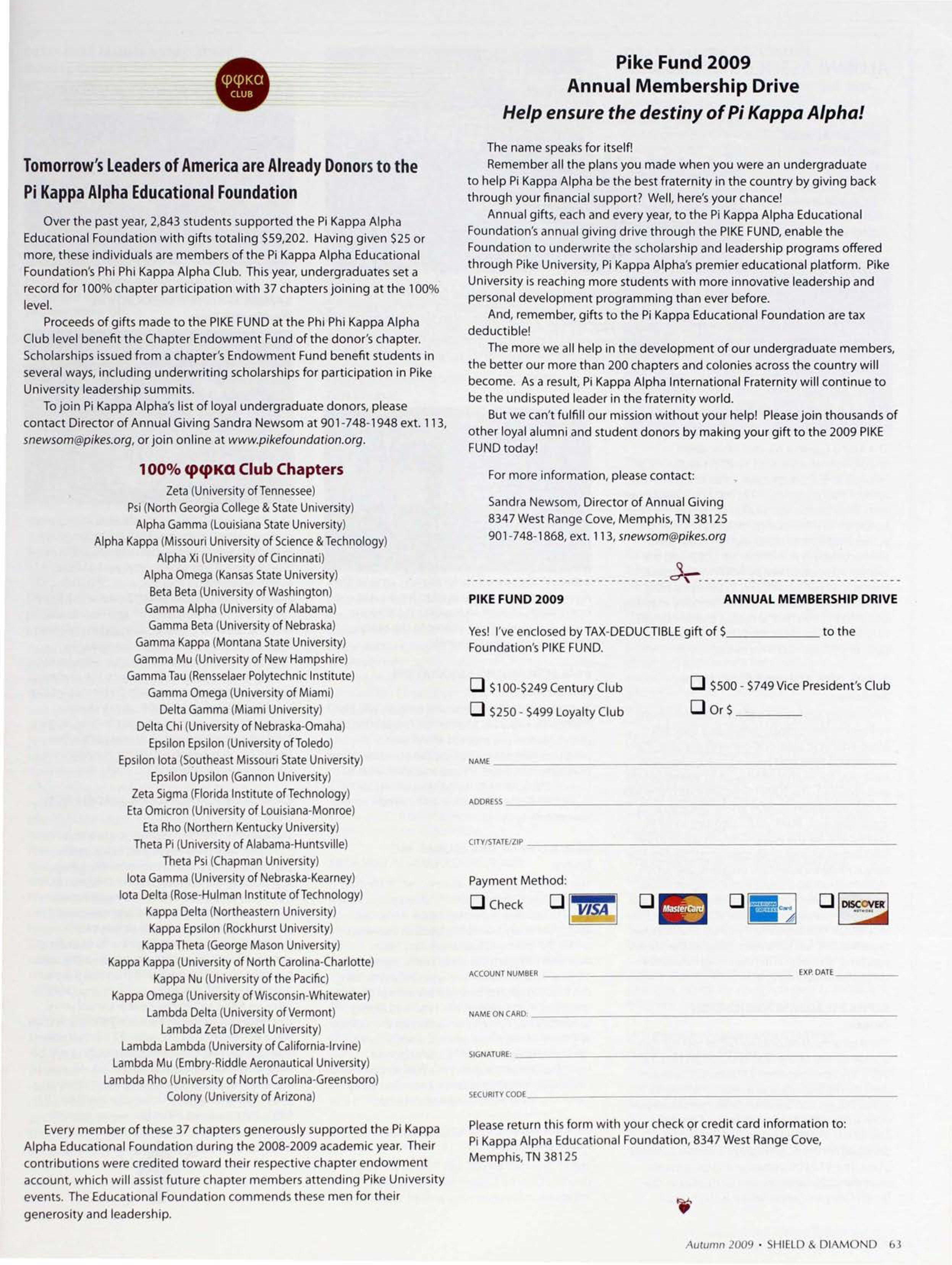 Tomorrow's Leaders of America Are Already Donors To the Pi Kappa Alpha Educational Foundation